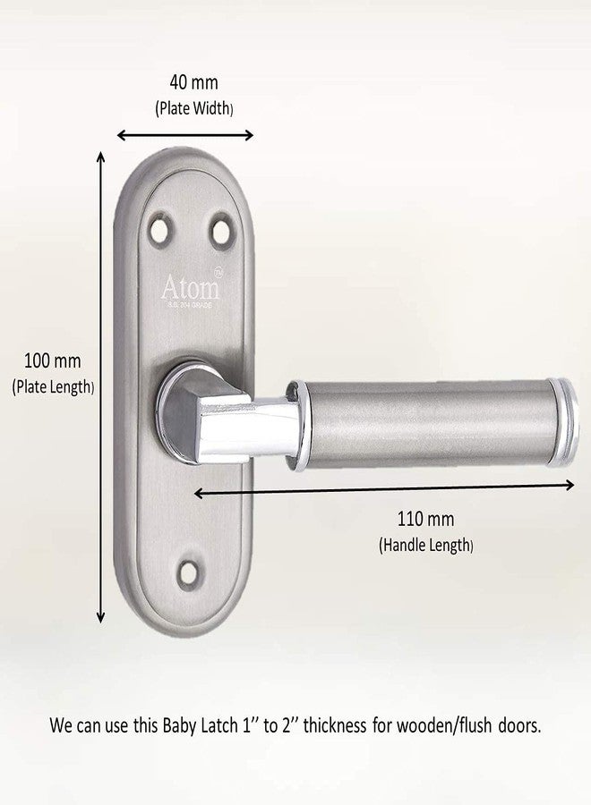 Atom Stainless Steel Bathroom Door Lock, Mortise Door Handle with Baby Latch Lock, Silver Satin Finish, Keyless, Bathroom Lockset for Door, Balcony Toilet Washroom, Skoda-Bl - Image 3
